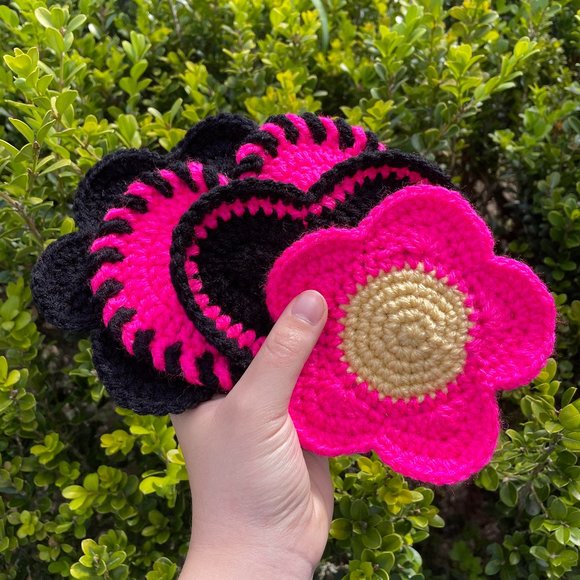 Handmade Kuromi Inspired Crochet Coasters - Picture 1 of 5